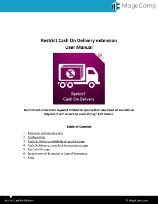 Magento 2 Restrict Cash On Delivery Extension by MageComp