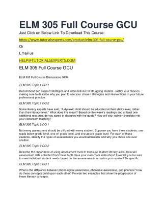 ELM 305 Full Course GCU