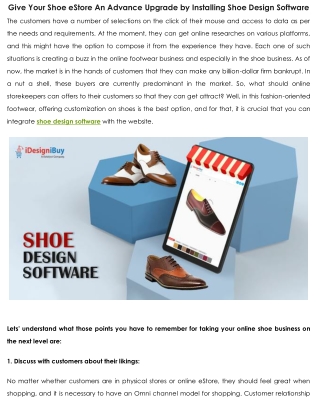 Give Your Shoe eStore An Advance Upgrade by Installing Shoe Design Software