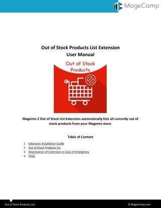Magento 2 Out Of Stock Products List Extension by MageComp