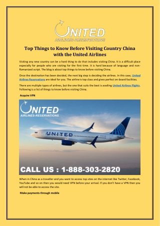 Top Things to Know Before Visiting Country China with the United Airlines