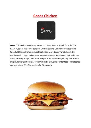 Cocos Fried Chicken thornlie takeaway, WA - 5% Off
