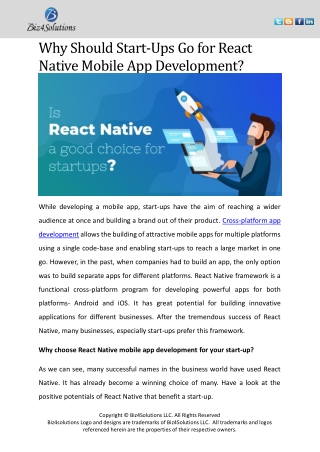 Why should start-ups go for React Native mobile app development?