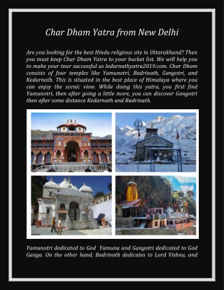 Char Dham Yatra from New Delhi