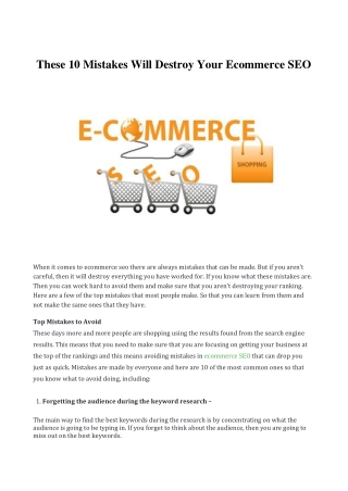 These 10 Mistakes Will Destroy Your Ecommerce SEO