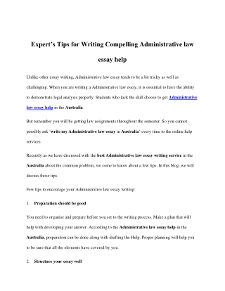 Expert’s Tips for Writing Compelling Administrative law essay help