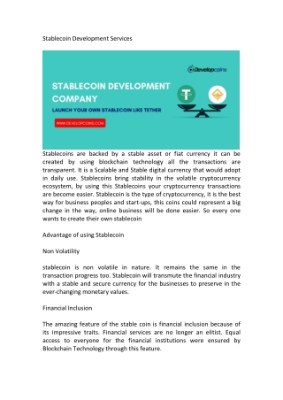 Stablecoin Development Services