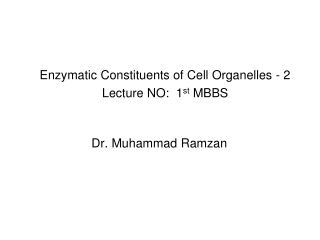 Enzymatic Constituents of Cell Organelles - 2 Lecture NO:  1 st  MBBS