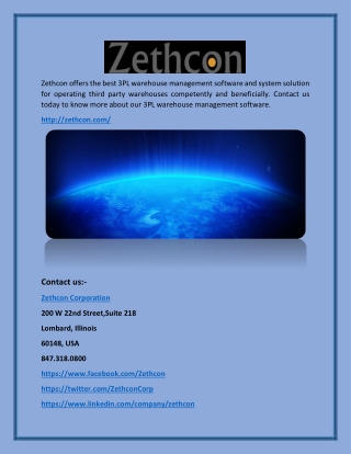 3PL Warehouse Management Software(Zethcon Corporation)