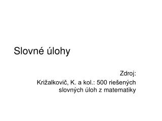 Slovn é úlohy