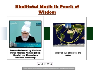 Khalifatul Masih  II: Pearls of Wisdom
