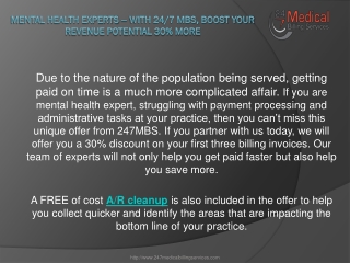 Mental Health Experts – with 24/7 MBS, boost your revenue potential 30% more