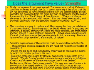 Does the argument have value?  Strengths