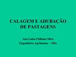 CALAGEM E ADUBA O DE PASTAGENS