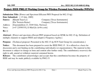 Project: IEEE P802.15 Working Group for Wireless Personal Area Networks (WPANs)