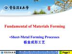 Fundamental of Materials Forming