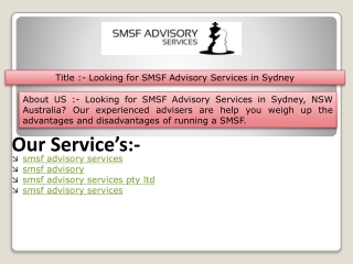 Looking for SMSF Advisory Services in Sydney