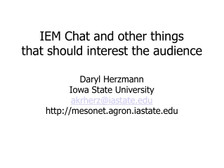 IEM Chat and other things  that should interest the audience