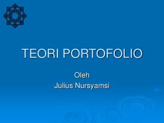 TEORI PORTOFOLIO