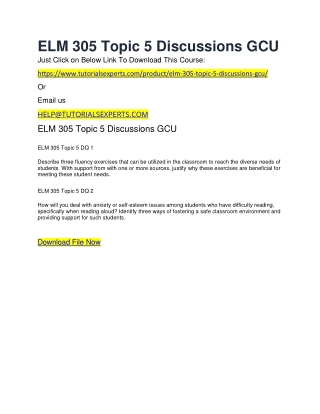 ELM 305 Topic 5 Discussions GCU