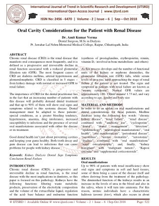 Oral Cavity Considerations for the Patient with Renal Disease
