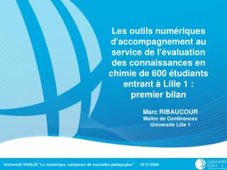 Les outils numériques d'accompagnement au service de l'évaluation des connaissances en chimie de 600 étudiants entrant à