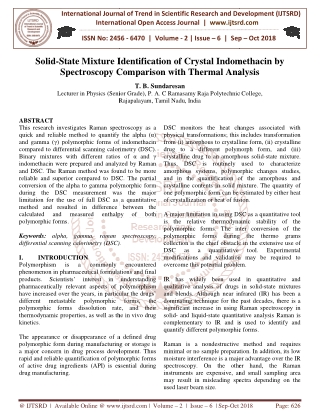 Solid State Mixture Identification of Crystal Indomethacin by Spectroscopy Comparison with Thermal Analysis