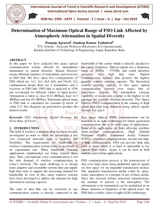 Determination of Maximum Optical Range of FSO Link Affected by Atmospheric Attenuation in Spatial Diversity