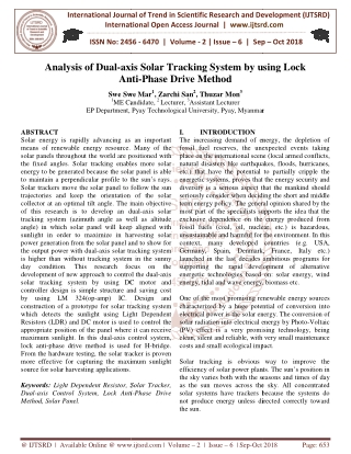 Analysis of Dual axis Solar Tracking System by using Lock Anti Phase Drive Method