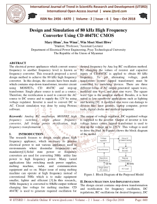 Design and Simulation of 80 kHz High Frequency Converter Using CD 4047IC CMOS