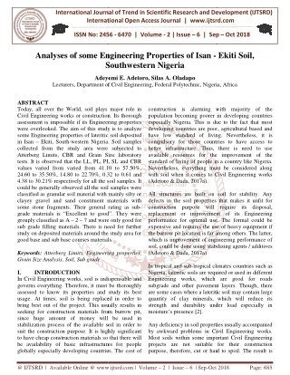 Analyses of some Engineering Properties of Isan Ekiti Soil, Southwestern Nigeria