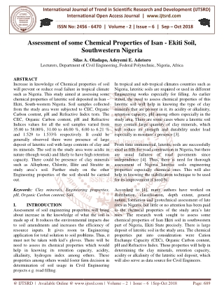 Assessment of some Chemical Properties of Isan Ekiti Soil, Southwestern Nigeria