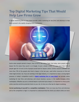Top Digital Marketing Tips That Would Help Law Firms Grow