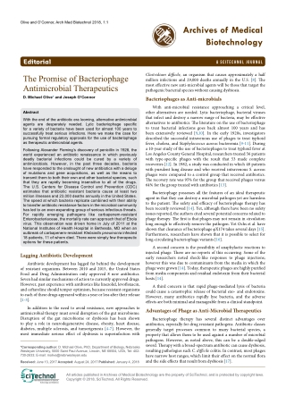 The Promise of Bacteriophage Antimicrobial Therapeutics