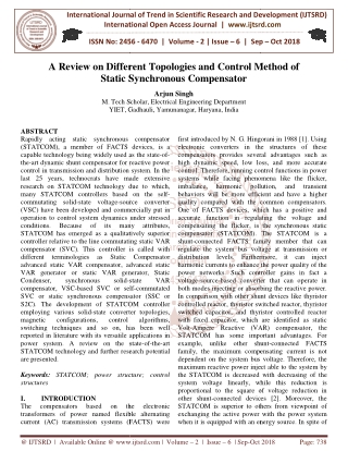 A Review on Different Topologies and Control Method of Static Synchronous Compensator