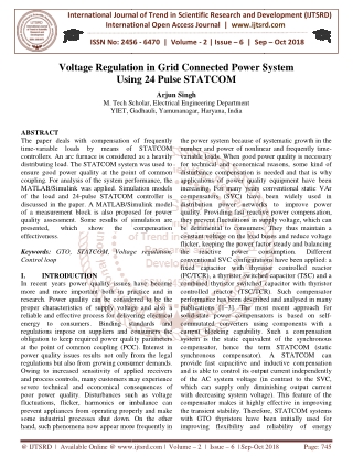 Voltage Regulation in Grid Connected Power System Using 24 Pulse STATCOM