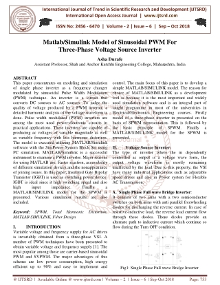 Matlab Simulink Model of Sinusoidal PWM For Three Phase Voltage Source Inverter