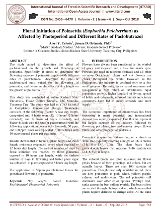 Floral Initiation of Poinsettia Euphorbia Pulcherrima as Affected by Photoperiod and Different Rates of Paclobutrazol