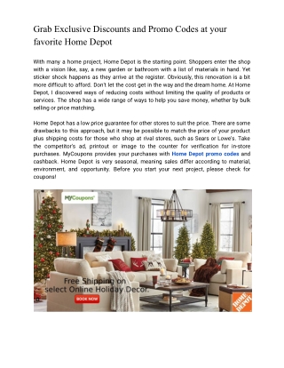 Grab Exclusive Discounts and Promo Codes at your favorite Home Depot