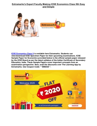 Extramarks's Expert Faculty Making ICSE Economics Class 9th Easy and Simple