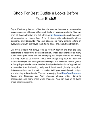 Shop For Best Outfits n Looks Before Year Ends!!