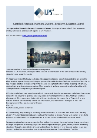 Staten Island financial planners