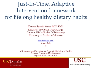 Just-In-Time, Adaptive Intervention framework for lifelong healthy dietary habits