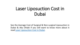 Laser Liposuction Cost in Dubai