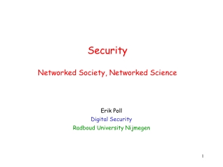 Security Networked Society, Networked Science