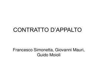 CONTRATTO D’APPALTO