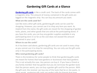 Gardening Gift Cards at a Glance