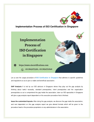Implementation Process of ISO Certification in Singapore
