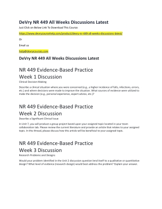 DeVry NR 449 All Weeks Discussions Latest