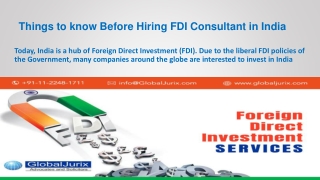 Things to Know Before Hiring FDI Consultant in India